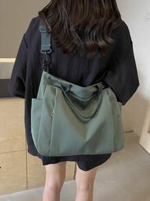 Casual Style Plain With Adjustable Strap Large Capacity Shoulder Tote Bag,Cross Body Bag Everyday Bag, Etc. Perfect For Daily Use - Suitable For Traveling, Work Or Shopping,University, College Classroom , Commute,School, Etc. For Women, Rookies & White-Collar Workers,Girl, College Students,Young Girl, Literary School Bag & Book Bag For Women Or Students, Perfect For Books, Shopping, Back To School And More