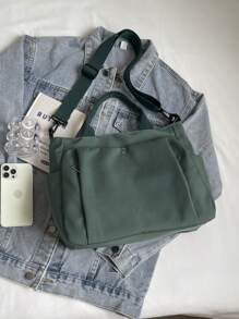 Casual Style Plain With Adjustable Strap Large Capacity Shoulder Tote Bag,Cross Body Bag Everyday Bag, Etc. Perfect For Daily Use - Suitable For Traveling, Work Or Shopping,University, College Classroom , Commute,School, Etc. For Women, Rookies & White-Collar Workers,Girl, College Students,Young Girl, Literary School Bag & Book Bag For Women Or Students, Perfect For Books, Shopping, Back To School And More