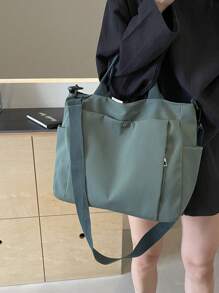 Casual Style Plain With Adjustable Strap Large Capacity Shoulder Tote Bag,Cross Body Bag Everyday Bag, Etc. Perfect For Daily Use - Suitable For Traveling, Work Or Shopping,University, College Classroom , Commute,School, Etc. For Women, Rookies & White-Collar Workers,Girl, College Students,Young Girl, Literary School Bag & Book Bag For Women Or Students, Perfect For Books, Shopping, Back To School And More