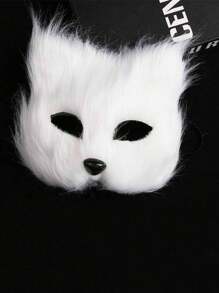 1 件毛茸茸的半脸面具，狐狸主题万圣节角色扮演化妆舞会道具 - 狐仙面具 - 查看 1