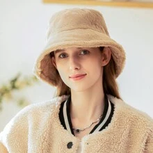 1 chiếc mũ xô lông trơn màu thời trang dành cho nữ, thích hợp cho trang phục ấm áp hàng ngày vào mùa thu/đông cho lễ Halloween - Nhiều màu - Xem 10