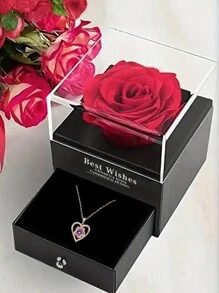 玫瑰花香皂礼品套装，心形玫瑰花瓣，白色、红色和紫色水晶，简约项链吊坠，适合女性，适合送给妈妈、妻子、夫妇、女儿、侄女、女朋友、最好的朋友、室友、亲戚、自己。适合圣诞节、情人节、周年纪念日、母亲节、毕业典礼、生日、婚礼圣诞礼物 - 愛心項鍊 - 查看 8