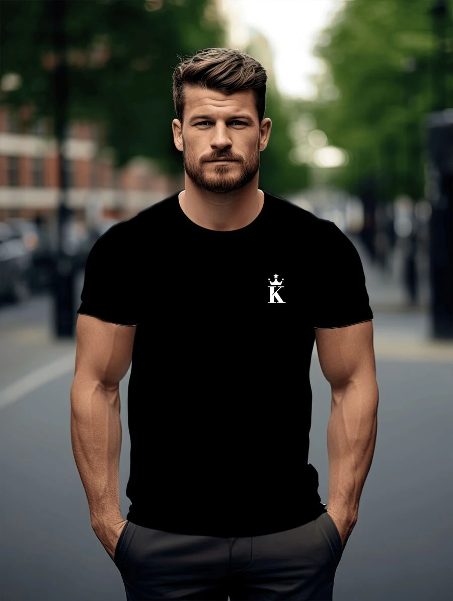 Camiseta Unissex " King K " Camisa Premium 100% Algodão - Preto - Visão 1