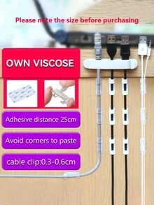 20个/套 带粘性底座的电缆夹，电线固定器，家用和办公电缆管理系统 - 多色 - 查看 3