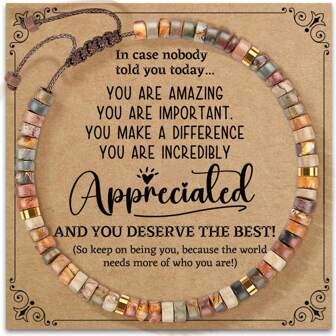 Inspirerande presenter Armband för kvinnor Healing Naturstensarmband - Bli frisk snart Presenter till kvinnor Bästa vänner Systertjejer - Livet är tufft men så är du armband