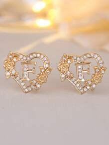 Tsnamer 1 对心形首字母耳钉，适合女孩女士，心形雕刻 26 个字母 A-Z 个性化名字花耳环，适合日常情人节母亲节珠宝生日礼物情人节、妈妈、母亲、母亲节、礼物 - 耳環 - 查看 14