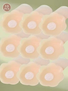 10 Pcs Women's Reusable & Lift-Up & Sticky Bra Nipple Covers,Suitable For Women With Small Breasts And Flower Skin Color Silicone Breast Augmentation Straps, Helping To Lift The Breasts Upwards With Silicone Breast Patches, Preventing Private Areas From Being Exposed