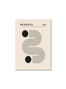 1 件抽象包豪斯风格几何墙面艺术海报印刷品图片复古黑色米色线条帆布画适用于现代家居装饰无框架 - 彩色 - 查看 38