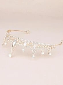 1pc Rhinestone Crown Design Bridal Headband For Wedding Elegant Royal Tiaras Valentine's Day Accessories - Rose Gold - View 3