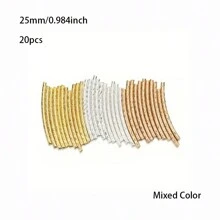 20 piezas de 30mm Tubos huecos texturizados y curvos con rosca, accesorios para joyería hecha a mano de collares y pulseras DIY