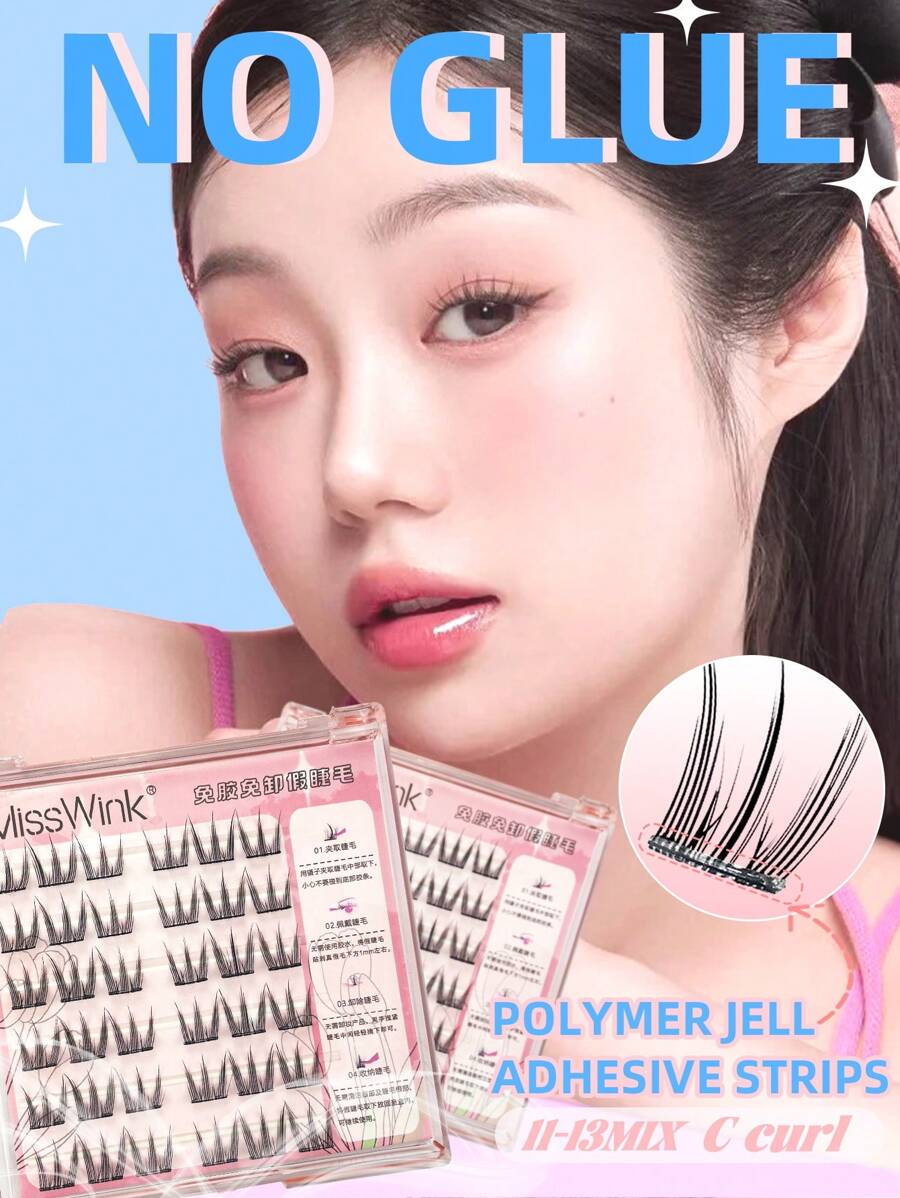 ELYCO 36 件/套自粘式柔软卷曲自然单根睫毛，0.07 毫米厚度，C 卷曲，适合初学者 - 柔软、飘逸、分段、纤长睫毛，非常适合日常和场合佩戴 - C - 查看 1