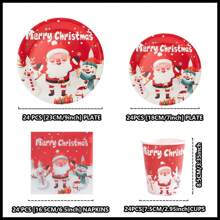 Christmas 3-Snowman Party 7/9-Inch Disposable Tableware Set, Paper Plates For Christmas Party Decor, Suitable For Holiday Party Supplies,Christmas - Multicolor - View 2