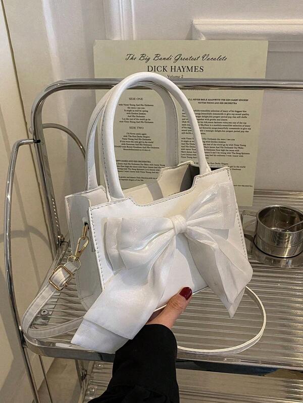 حقيبة مربعة صغيرة يدوية بفيونكة، حقيبة نسائية عصرية بفيونكة