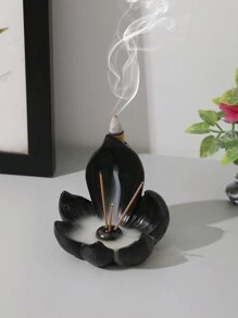 1pc Resin Creative Multipurpose Incense Burner With Lotus Flower Design For Home, Bedroom, Living Room, Office, Temple Decor Rama Decoration - Multicolor - View 9