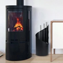 Froadp 4Pcs Modern Stainless Steel Fireplace Utensils Set With Holder, Ash Shovel, Brooms, Embers, Tongs (Black) - Black - View 4