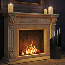 Froadp 4Pcs Modern Stainless Steel Fireplace Utensils Set With Holder, Ash Shovel, Brooms, Embers, Tongs (Black) - Black - View 3