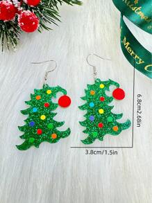 1 对时尚经典彩色圣诞树形女士耳环，圣诞珠宝 - 彩色 - 查看 5