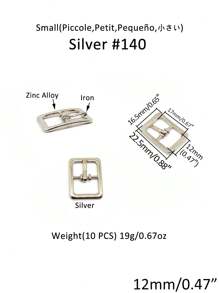 SinHo Fashion 10PCS Zinc Alloy Belt Fastener DIY Mini Small Belt Buckle Pin Buckle Square Right Angle Small Leash Head Pet Collar Hardware Adjustable Alloy Sandal Buckle (Silver, Small&Mini Size) - Silver - View 12