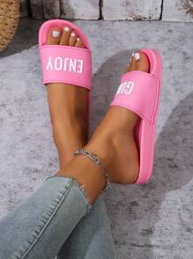 Novos chinelos da moda para mulheres, sola de borracha versátil, macio e confortável, antiderrapante, leve e respirável, casual e fácil de caminhar - Rosa - Ver 3