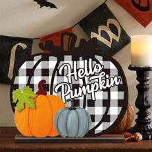 1 套 Hello Pumpkin 木制标牌、秋季感恩节分层托盘装饰、适合秋季餐桌装饰、南瓜家庭收获木制分层托盘装饰、节日装饰、派对礼品、节日用品、完美的节日礼物 - 彩色 - 查看 5