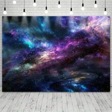 Galaxie Fotohintergrund: 1 Polyester Weltraum-Themen Party Hintergrund, Weltall sternklarer Himmel Galaxie Hintergrund, Universelle Weltraum Planeten Dekoration, geeignet für Räume und Gärten, ohne Strom, Mehrzweck - Verschiedenfarbig - Übersicht 1