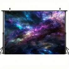 Galaxie Fotohintergrund: 1 Polyester Weltraum-Themen Party Hintergrund, Weltall sternklarer Himmel Galaxie Hintergrund, Universelle Weltraum Planeten Dekoration, geeignet für Räume und Gärten, ohne Strom, Mehrzweck - Verschiedenfarbig - Übersicht 5