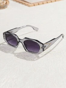 1 件女士和男士经典不对称多边形塑料时尚眼镜，复古铆钉设计，时尚户外运动度假海滩配件女士眼镜遮阳镜 - 彩色 - 查看 4