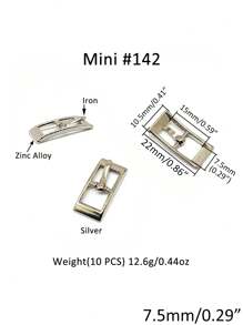 SinHo Fashion 10PCS Zinc Alloy Belt Fastener DIY Mini Small Belt Buckle Pin Buckle Square Right Angle Small Leash Head Pet Collar Hardware Adjustable Alloy Sandal Buckle (Silver, Small&Mini Size) - Silver - View 16