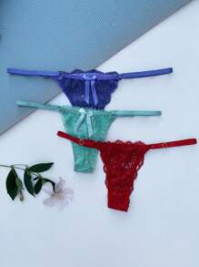 Promotion Kit With 2 Lace Thong Panties Sexy Women's Lingerie Sensual Intimate Fashion Resale - 彩色 - 查看 10