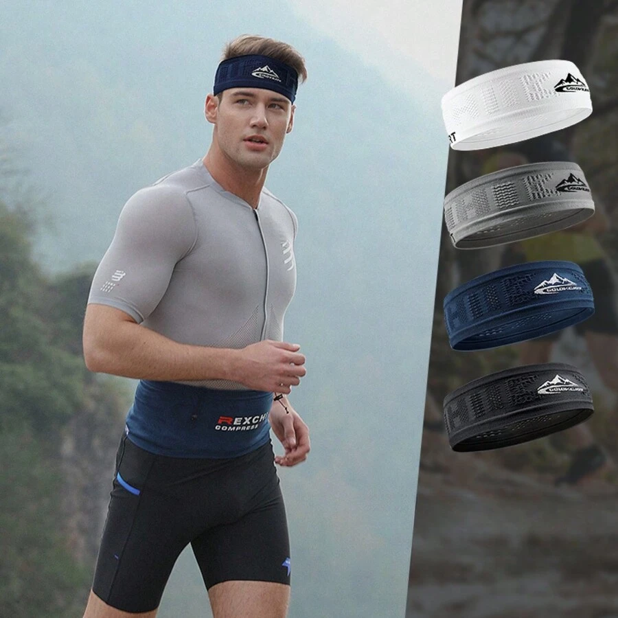 1 件男女通用透气运动头带，吸汗运动头带 - 黑色 - 查看 1