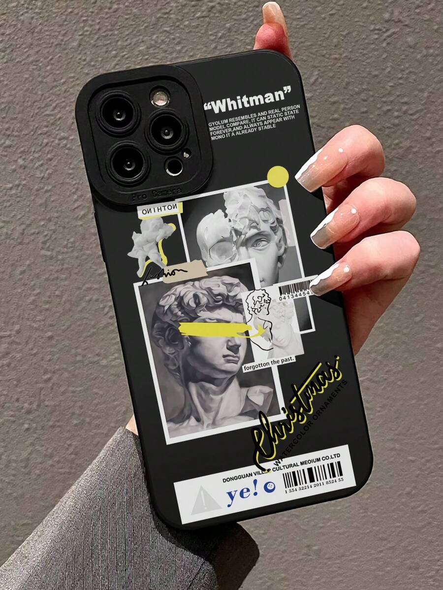 防震直边插画彩绘石膏图标手机壳 兼容IPhone15/XR/7/8，彩绘苹果13/14，IPhone15PROMAX/14PROMAX/13PROMAX/12PROMAX，IPhone11软壳，P12PRO直边彩绘，11T/11PRO/A134G A22 A21S/A32/A51/A514G A52 S22ULTRA A335G Redmi10 Redmi Note114G Redmi11Lite A53TPU A14/A23/S23ULTRA 防震软手机壳 - 彩色 - 查看 1