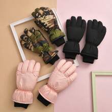 1 件通用迷彩成人手套，纯色迷彩印花保暖冬季手套，适合户外滑雪、骑自行车 - 彩色 - 查看 7