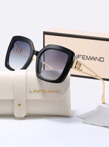 LINFEMAND Gafas decorativas de moda con lentes cuadrados degradados de colores multicolor de LINFEMAND, regalos elegantes para fiestas de verano, bodas y festivales, atuendo elegante para vacaciones de verano en la playa, al aire libre y viajes, con montura cuadrada oversize de estilo hueco