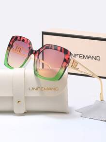 LINFEMAND Gafas decorativas de moda con lentes cuadrados degradados de colores multicolor de LINFEMAND, regalos elegantes para fiestas de verano, bodas y festivales, atuendo elegante para vacaciones de verano en la playa, al aire libre y viajes, con montura cuadrada oversize de estilo hueco