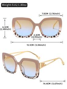 LINFEMAND Gafas decorativas de moda con lentes cuadrados degradados de colores multicolor de LINFEMAND, regalos elegantes para fiestas de verano, bodas y festivales, atuendo elegante para vacaciones de verano en la playa, al aire libre y viajes, con montura cuadrada oversize de estilo hueco