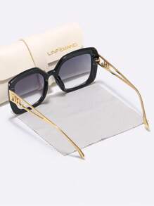 LINFEMAND Gafas decorativas de moda con lentes cuadrados degradados de colores multicolor de LINFEMAND, regalos elegantes para fiestas de verano, bodas y festivales, atuendo elegante para vacaciones de verano en la playa, al aire libre y viajes, con montura cuadrada oversize de estilo hueco