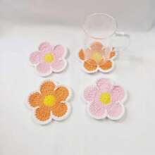 1 件手工钩编花朵和南瓜形杯垫，优雅家居派对装饰杯垫，隔热咖啡杯垫，桌面配件 - 彩色 - 查看 11