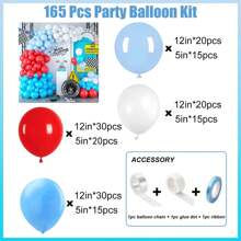 165 件红色、蓝色和白色乳胶拱门套装，适用于婚礼、生日、毕业典礼、单身派对装饰、性别揭晓、派对装饰、室内和室外装饰，带有粘点和气球链 - 彩色 - 查看 11
