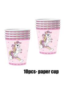 68 Piece Set, Disposable Tableware, Cartoon Unicorn Themed Disposable Paper Tray, 7-Inch Paper Tray, 9-Inch Paper Tray, Tissues, Paper Cups, Food Tray, Party Tray, Materials, Suitable For Various Holiday Decorations Such As Birthday Parties, Afternoon Tea, Weddings, Bridal Showers, Receptions, Parties, Picnics, Camping, Barbecues, Etc.