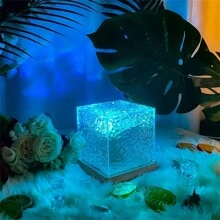 1 Stück LED-Projektionslampe, Raumatmosphäre Licht, Weihnachtsbeleuchtung, Heimkino, Deckenbeleuchtung mit Wassereffekt, Raumdekorationslicht, Geburtstagsparty/Feiertagsgeschenk, Camping, Hochzeitsdekoration, in runder/quadratischer Form erhältlich, mit Touch oder Fernbedienung 3 Farben/16 Farben, alle mit USB-Stromversorgung