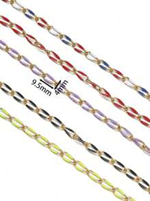 1 m Cadena de acero inoxidable para goteo de aceite, cadena oval trenzada para goteo de aceite, cadena dorada con recubrimiento electrolítico de vacío, material para hacer collares, brazaletes y joyas DIY
