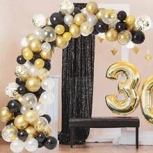 Bộ 100 bóng bay cao su đen trắng vàng dùng trang trí vòm cho tiệc sinh nhật, tiệc cưới, tiệc cô dâu, tiệc ngoài trời, trang trí quầy bar tại nhà - Nhiều màu - Xem 3
