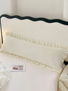 1件牛奶丝绒蕾丝情侣长枕套，柔软绒面防静电保暖法兰绒枕套，适用于卧室、客房、宿舍、全家使用