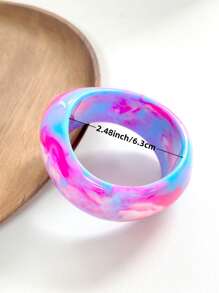 1 chiếc vòng tay nhựa nhuộm loang màu thời trang đa năng phong cách cổ điển thanh lịch để đeo hàng ngày - vết bẩn màu vàng xanh - Xem 2