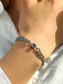 Vòng tay chiếu hình ảnh mắt xích dày 7mm tùy chỉnh, vòng tay đôi bằng thép không gỉ dày dặn, vòng tay chiếu hình ảnh cá nhân hóa dành cho nam giới, vòng tay chiếu hình ảnh màu sắc dành cho các cặp đôi, quà tặng cho bạn trai, bạn gái, bố. - Vàng - Xem 11