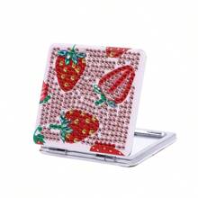 1pc Diamond Painting Mini Square Mirror For Wallet & Travel, Fruit Pattern Diamond Painting Makeup Mirror Suitable For Adults & Women, DIY Special Shape Beginner Art Craft Christmas Gift