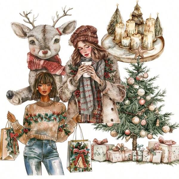 93-105pcs Seasonal Holiday Festival Themed Sticker With Spring, Summer, Autumn, Winter Patterns, With Christmas Harvest Pumpkin, Halloween Horror Patterns, Lavender Patterns, Suitable For Xmas, Winter Theme, Scrapbooking, Junk Journal, Bottle Stickers, Album Decor, Paper Craft, Adventure Booking Decor.