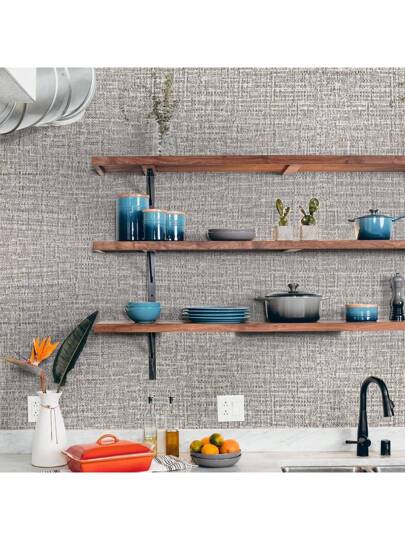 Roll Verlichting Grijs Linen Wallpaper Home Self Adhesive Peel Stick Wand Paper Bedroom Dinning Room Kitchen Cabinets Stickers Thicken Mildew Proof Removable Contact Countertops Furniture Renovation Birthday Graduation view 6