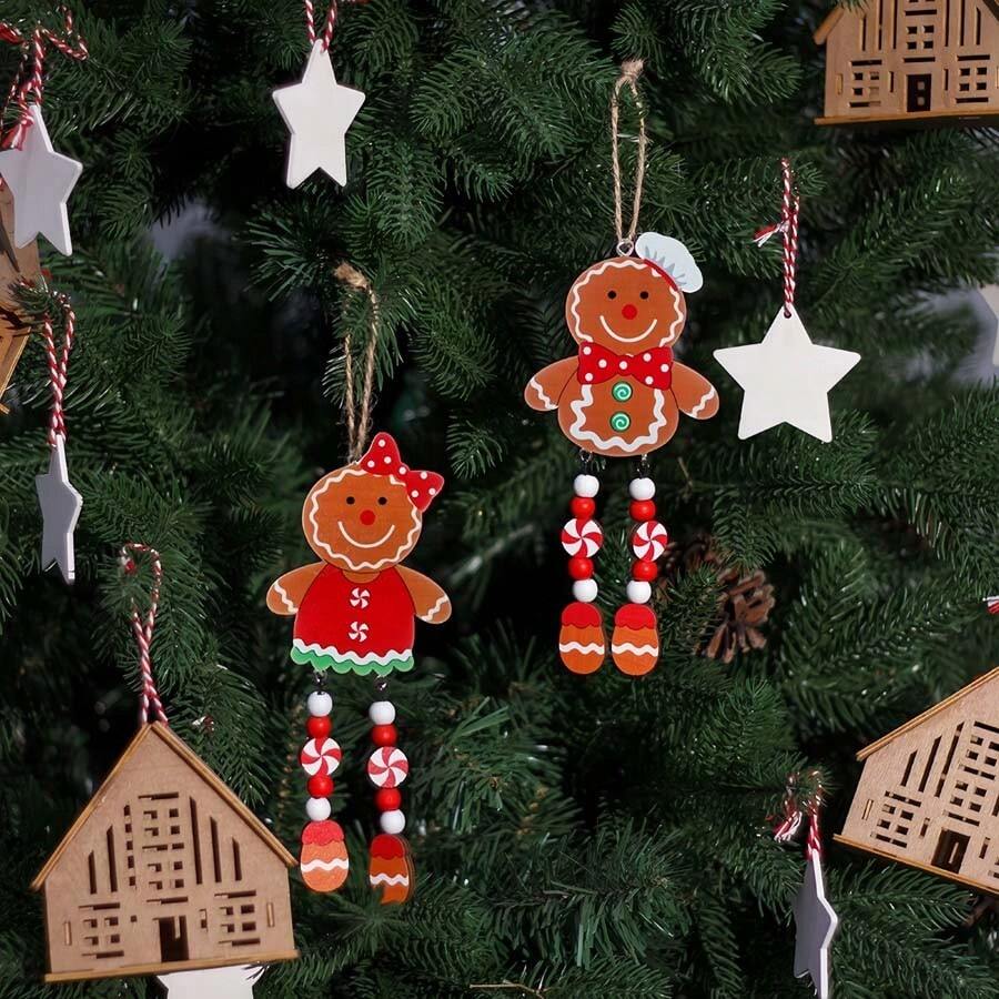 1 Wooden Gingerbread Figurine, Christmas Eve Holiday Decoration
