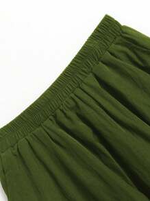 Women's Bubble Skirt Elastic Waist With Pockets Solid A-Line Long Skirts